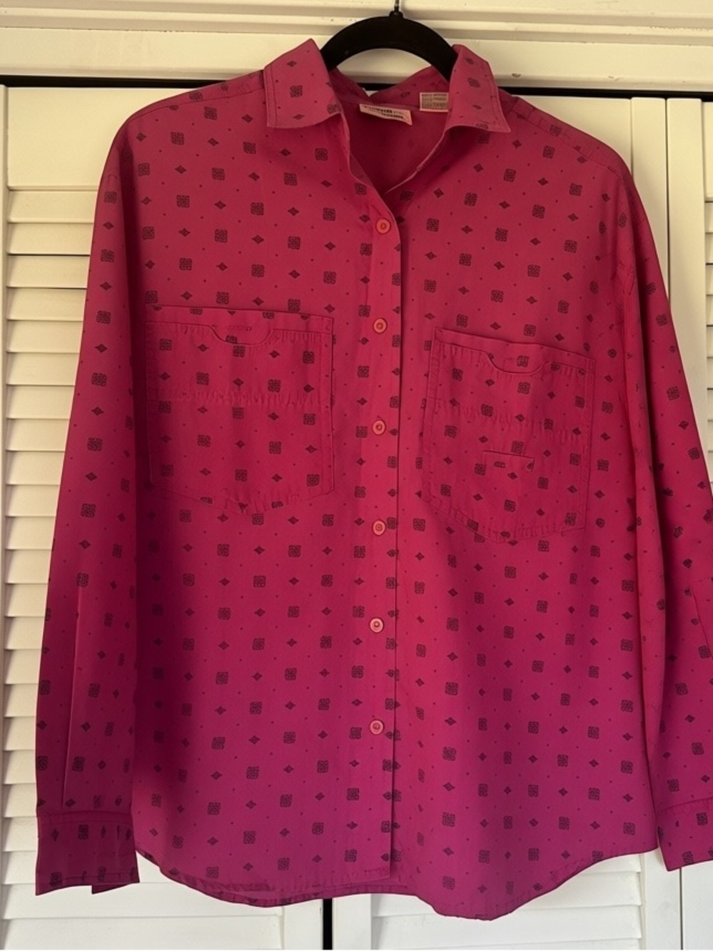 Women's Vintage 90s Pink Printed Button-Down Shirt